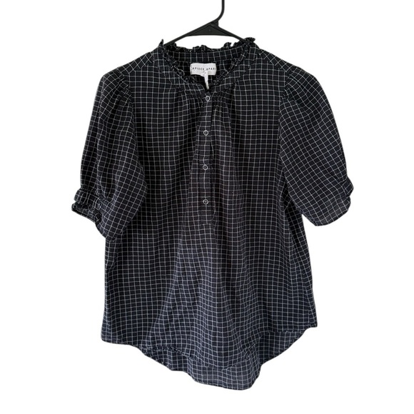 Apiece Apart Los Altos Top in Black/Cream Checks - Picture 2 of 7